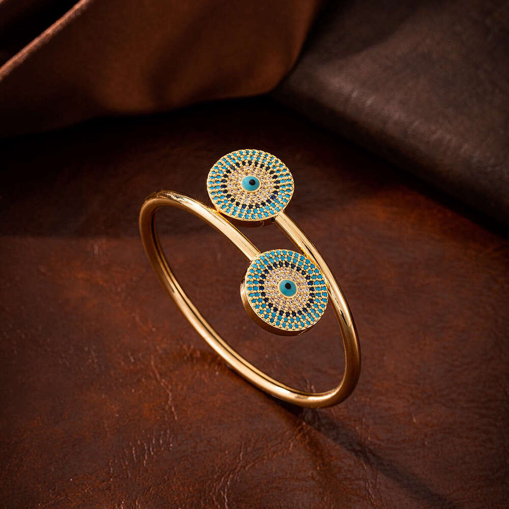 New Colored Zircon Eye Bangle Palace for Women Style Dubai Bridal Wedding AccessoriesOpen Bracelet