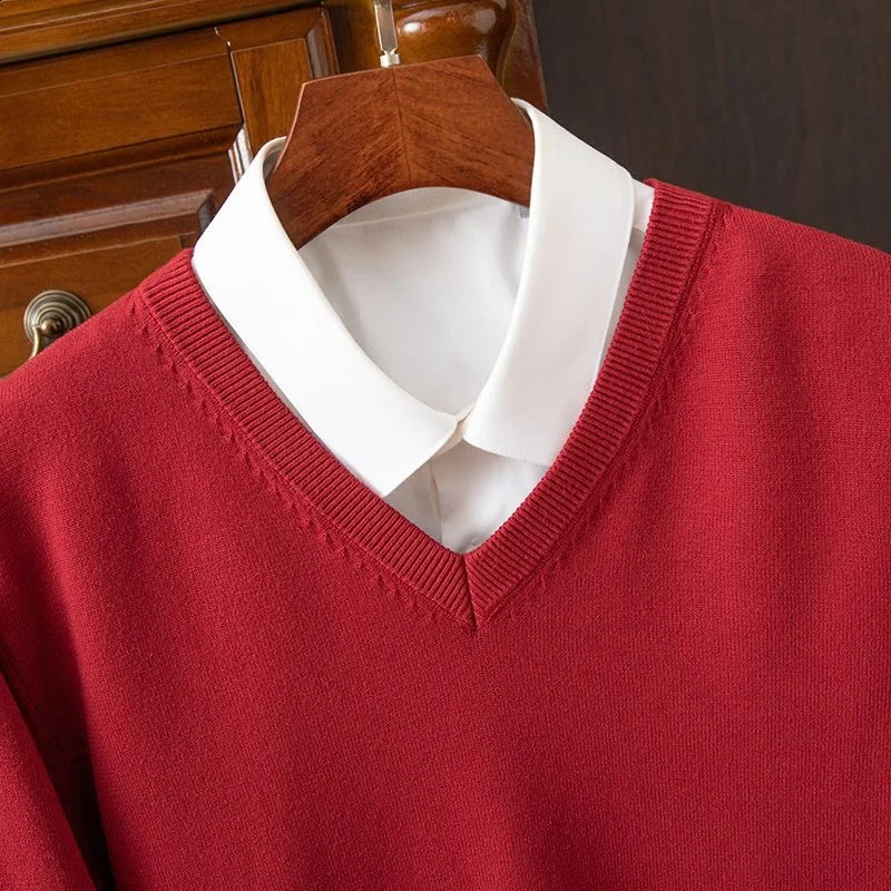 Super Cashmere Sweater Men Thick Pullover Autumn Winter Warm Classic V-neck Clothes Male Jumper Hombre Pull Homme 4XL 241105