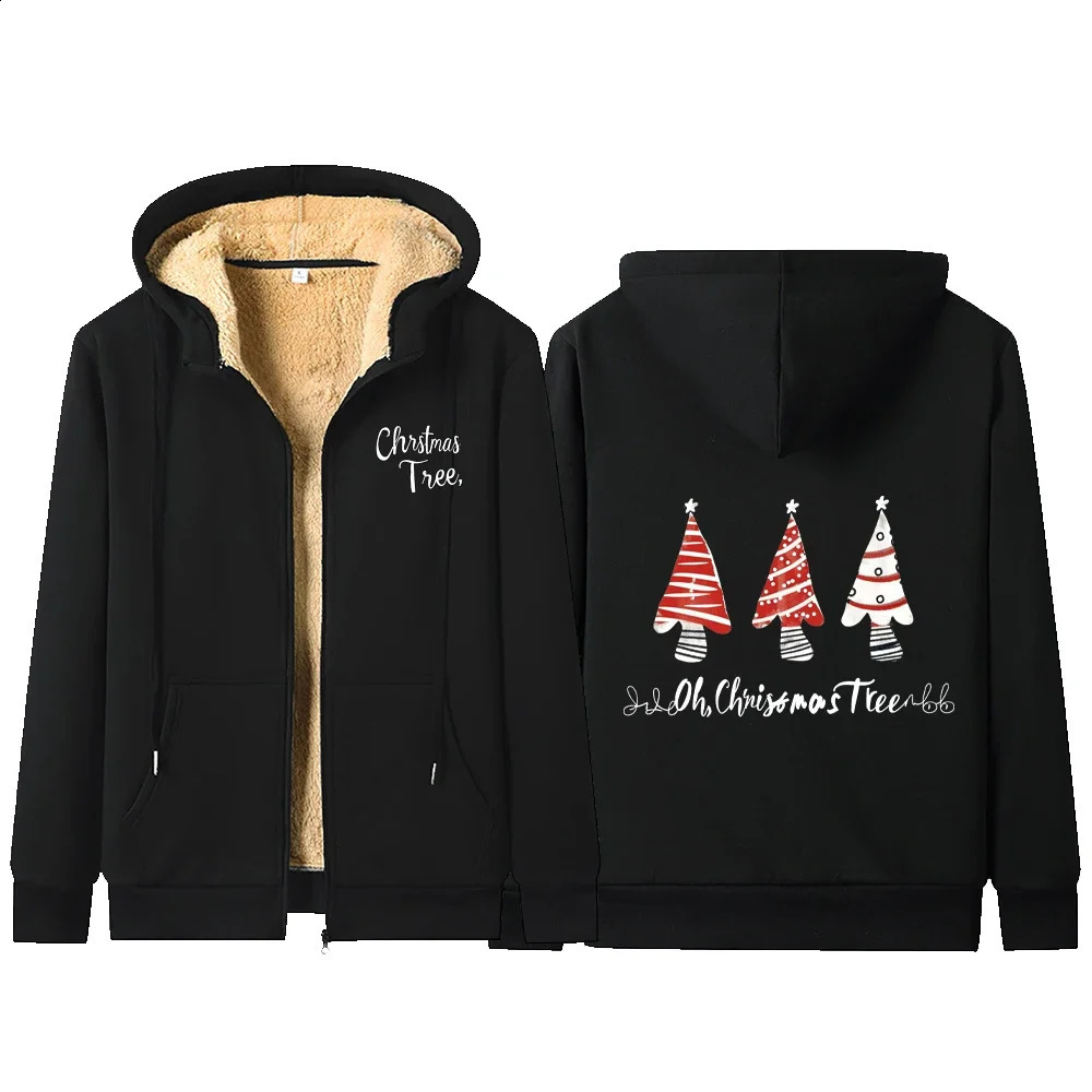 Merry Christmas Zipper Jackets Mens Funny Print Sweatshirt Day Hoodies Thicken Warm Coat Sports Hooded Cardigan Jacket 241105