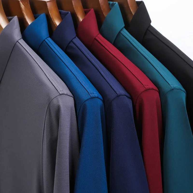 2024 Mens Solid Color Business Casual Shirt Summer Fashion Casual Short Sleeve Comfortable Breathable Top W241104