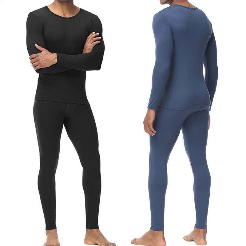 Men Winter Thermal Underwear Sets Crew Neck Long Sleeves Long Johns Base Layer Set Top Bottom for Cold Weather Male Warm Clothes 241105