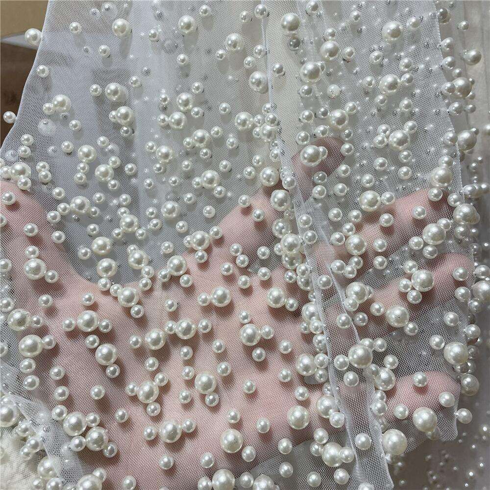 Cathedral Bridal Soft Lace Ivory White Champagne Pearls Veil With Comb Wedding Accessories Veu Velo Noiva