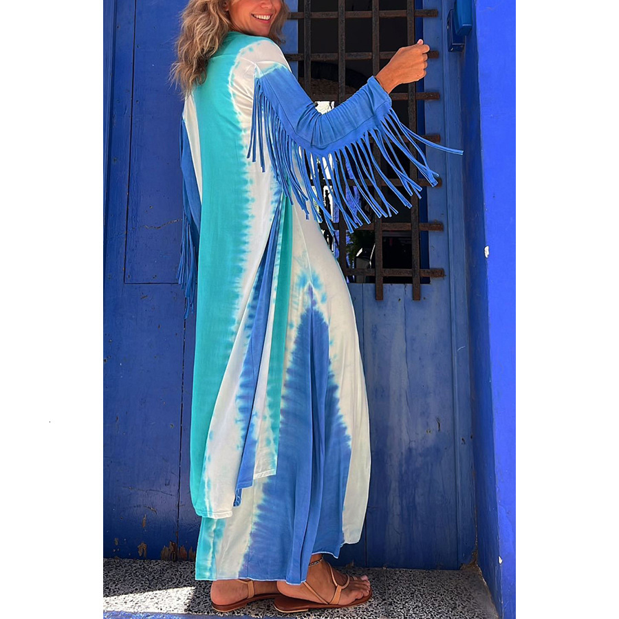 Autumn And Winter New Long Sleeved Tassel Knitted Jacket INS Casual Loose Printed Women's Cardigan Autumn Fashion Casual Loose Thick