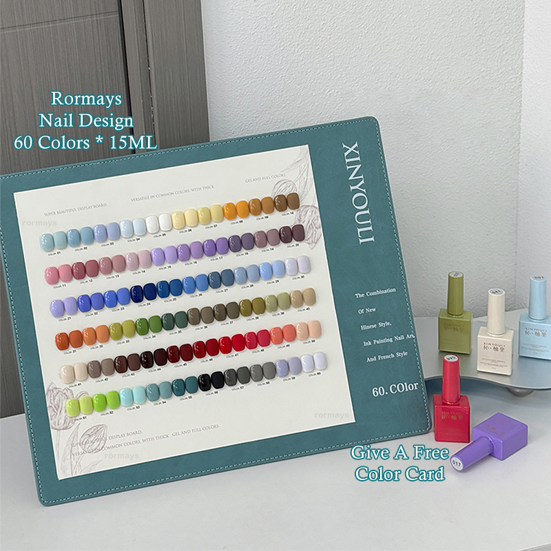 Rormays Popular Winter gel nail polish Set 60PCS Mixed gel Shiny Nail Salon Semi permanent Varnish UV LED Color Tuoker Nail 15ML Nail art factory whol