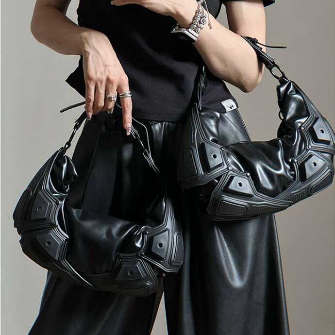 OLOEY Women Shoulder Vintage Underarm Punk Tote Girls PU Leather Armpit Multipocket Y2k Female Commute Daily Bag