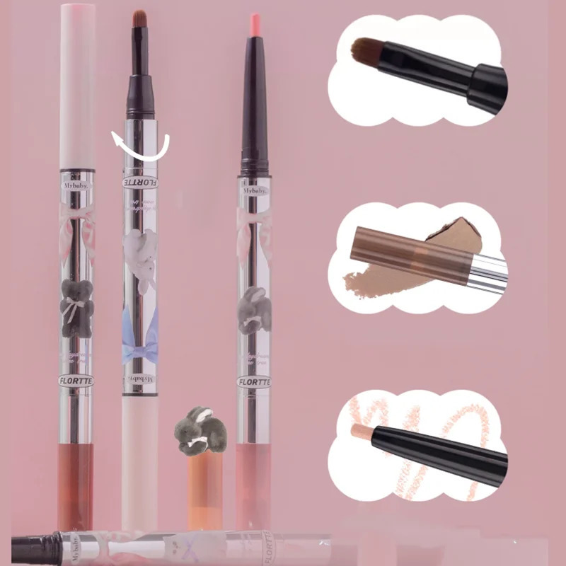FLORTTE Double Head Horizontal Lying Silkworm Pen Peng Shadow Pencil Matte Shimmer Eyeliner Gel Pen Highlights 241104