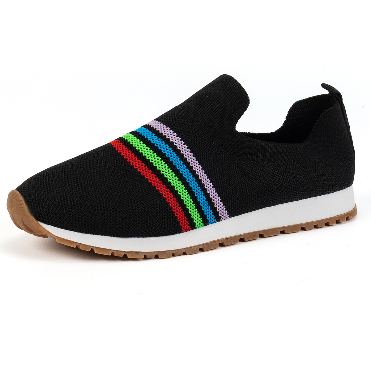 2024 Autumn New Large Flyknit Single Shoes Breathable One Step Stepping Women's Casual Knitted Mother Shoes