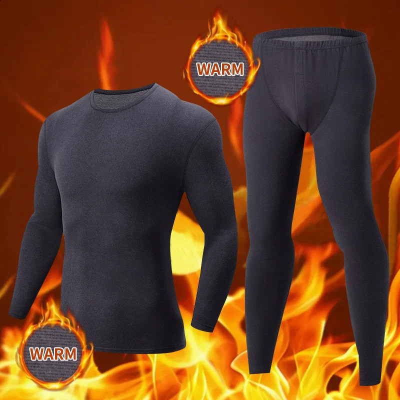 2-piece mens solid color simple autumn and winter thermal underwear comfortable and casual bottoming underwear pajama 241105