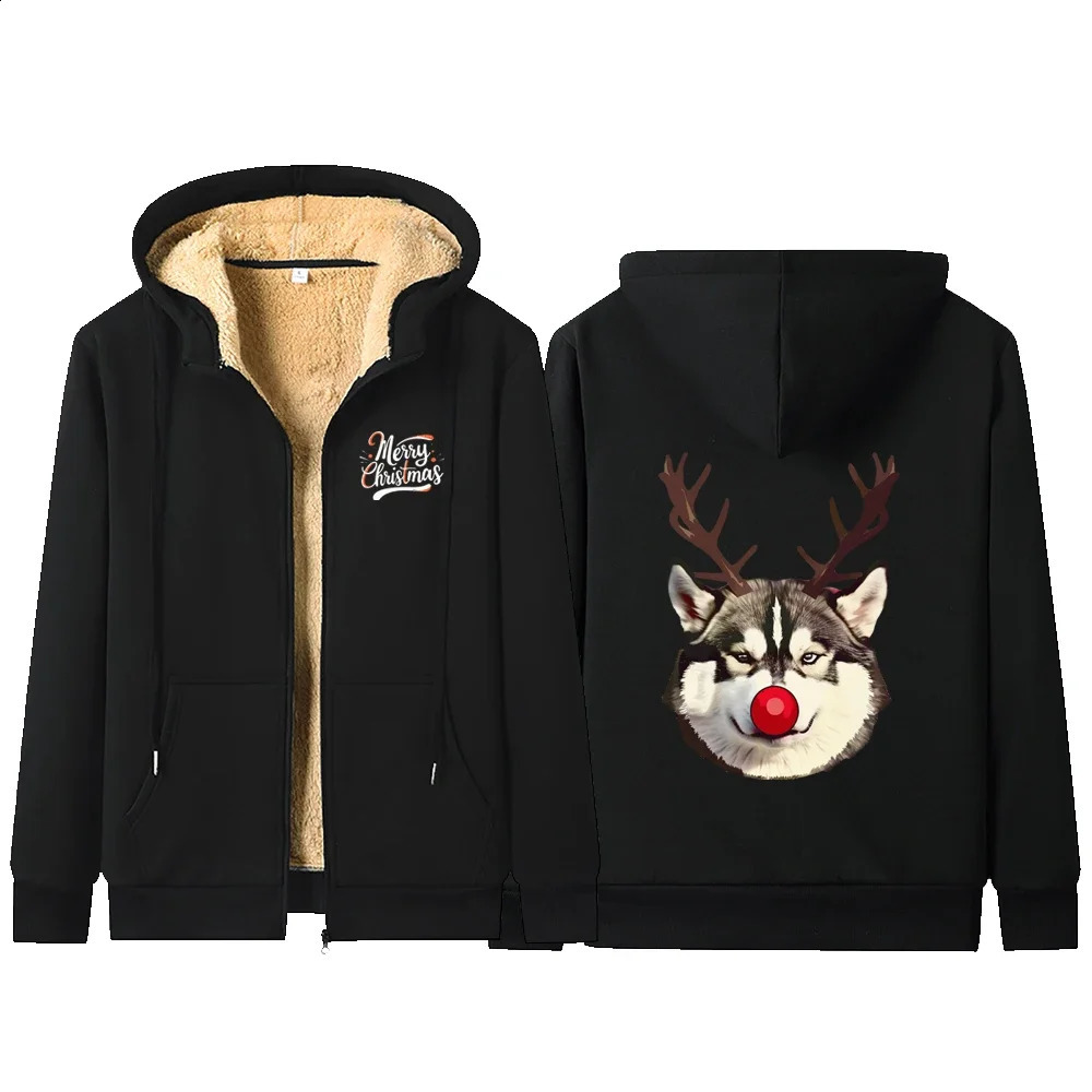 Merry Christmas Zipper Jackets Mens Funny Print Sweatshirt Day Hoodies Thicken Warm Coat Sports Hooded Cardigan Jacket 241105