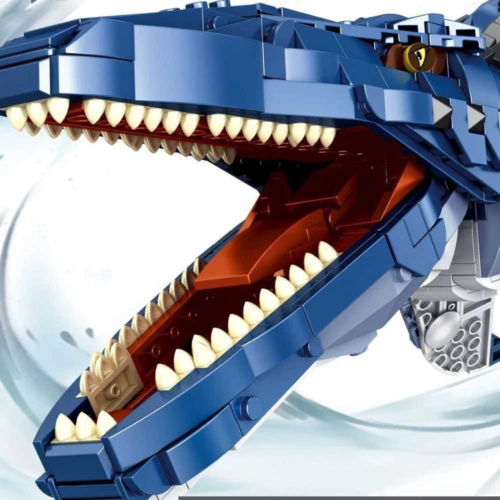 Free shipping Blocks 1859 Dinosaur Mosasaur Expert Creative Large Model Silation Building Block Toy Birthday Gift Set Home Decoration