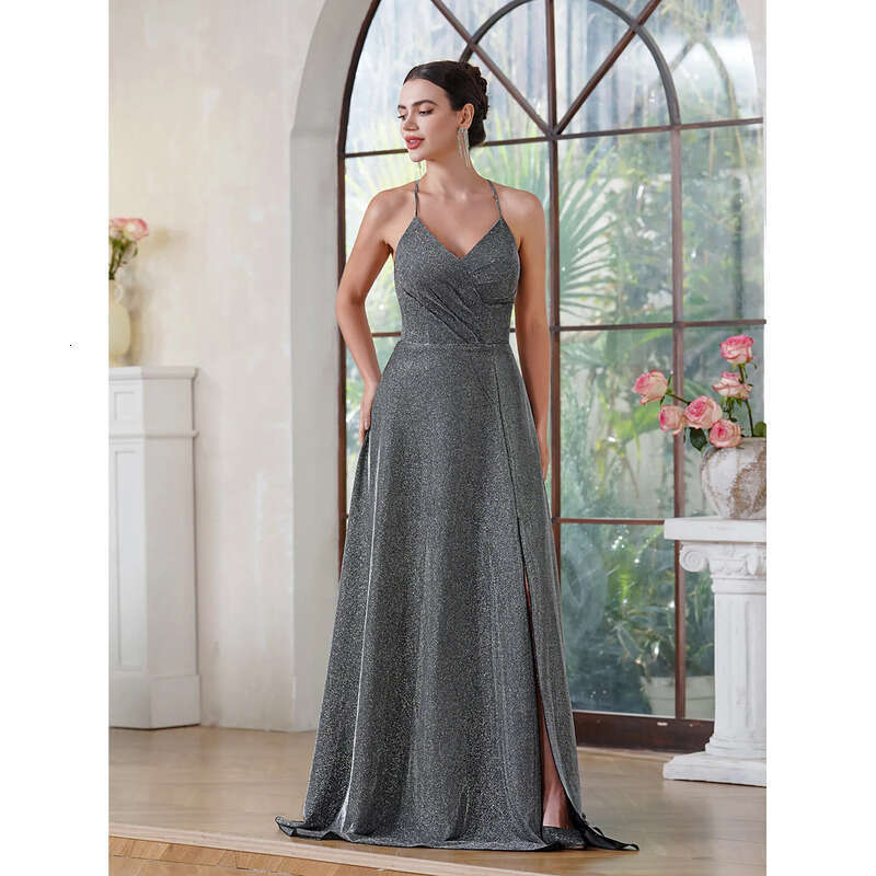 Or Length Homecoming Stunning Side Slit V Neck Large Backless A E Sequined Graduation Dress