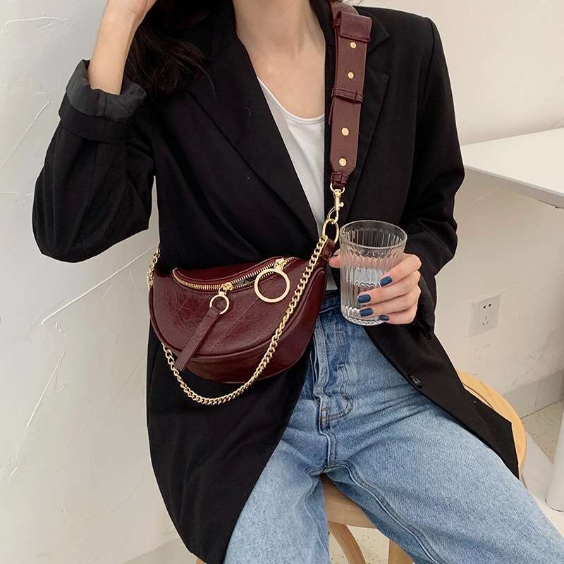 Designer Bag Vintage Quality Leather Chain Crossbody Bags Women Small Shoulder Messenger Bag Lady Waist Bag Female Casual Handbags And Purses Saddle b
