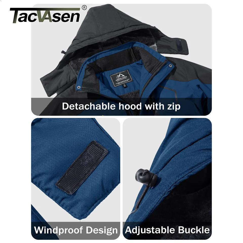 TACVASEN Winter Fleece Lined Jacket Mens Lining Coats Thermal Warm Hiking Walking Outdoor Windbreaker Male 241105