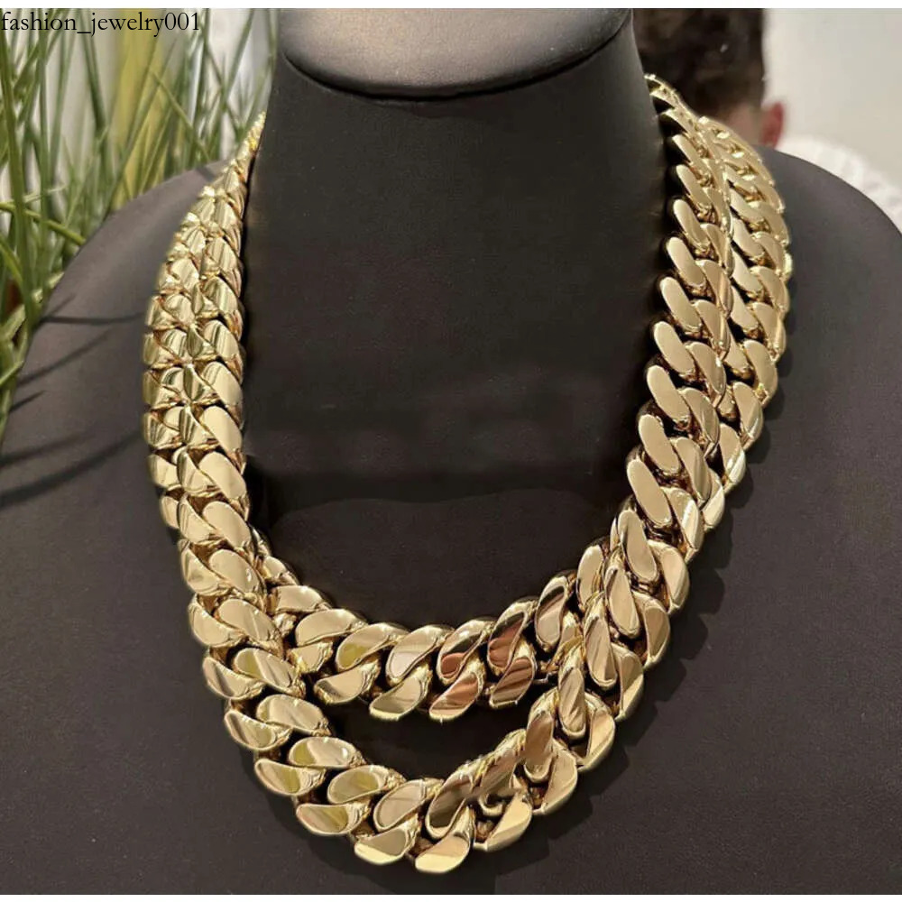 Top quality Hip Hop Jewelry Men Rapper Necklace 20MM Thick 14K Gold Plating 999 Sier Cuban Chain mihee