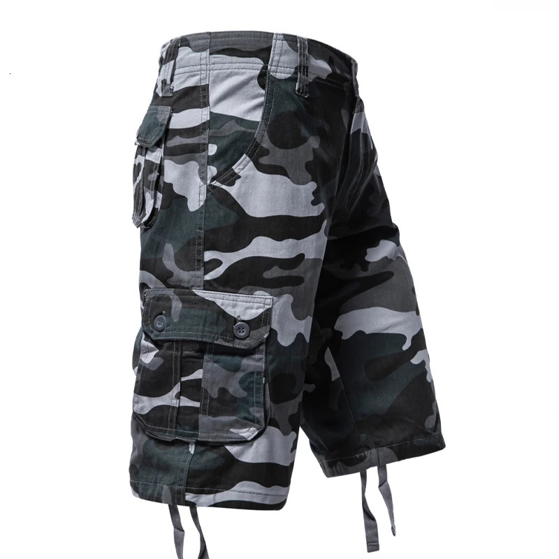Camo Shorts Men Camouflage Cargo Short Pants Loose Casual Outdoor Sports Half Side Pocket Hiking 240322