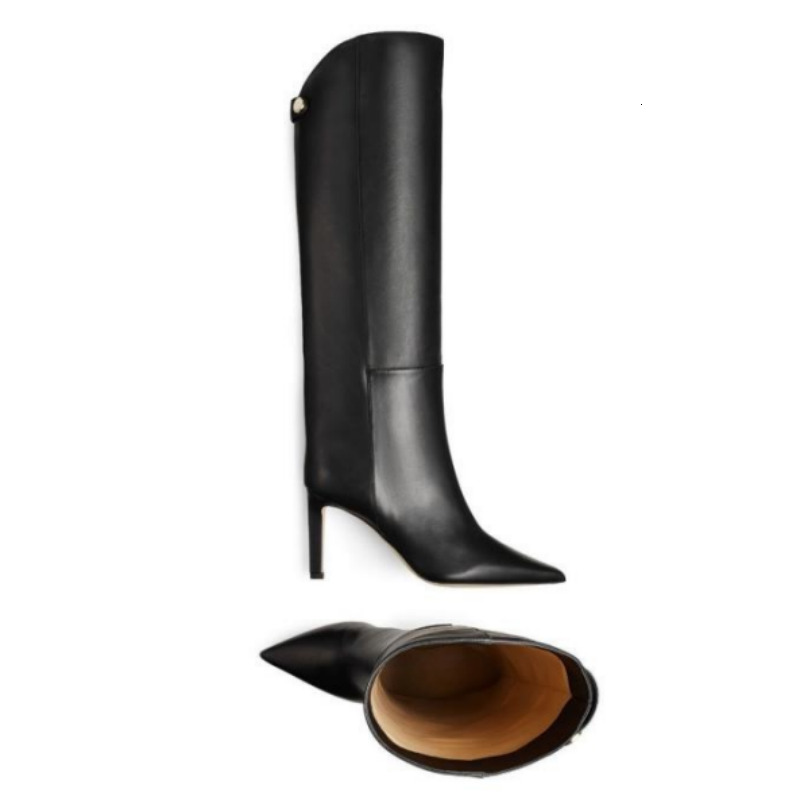 Sexy Women's Knee High Boots Leather 2024 New Trend INS Long Chelsea Boot Brand Fashion Black High Heel Winter Shoes Ladies e8