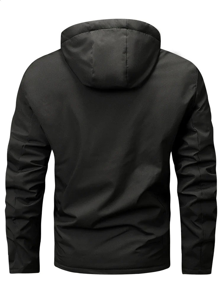 Winter Mens Jacket with Thick Fleece Hooded Outdoor Cotton Windproof Coldproof Casual Outerwear Clothing 241105