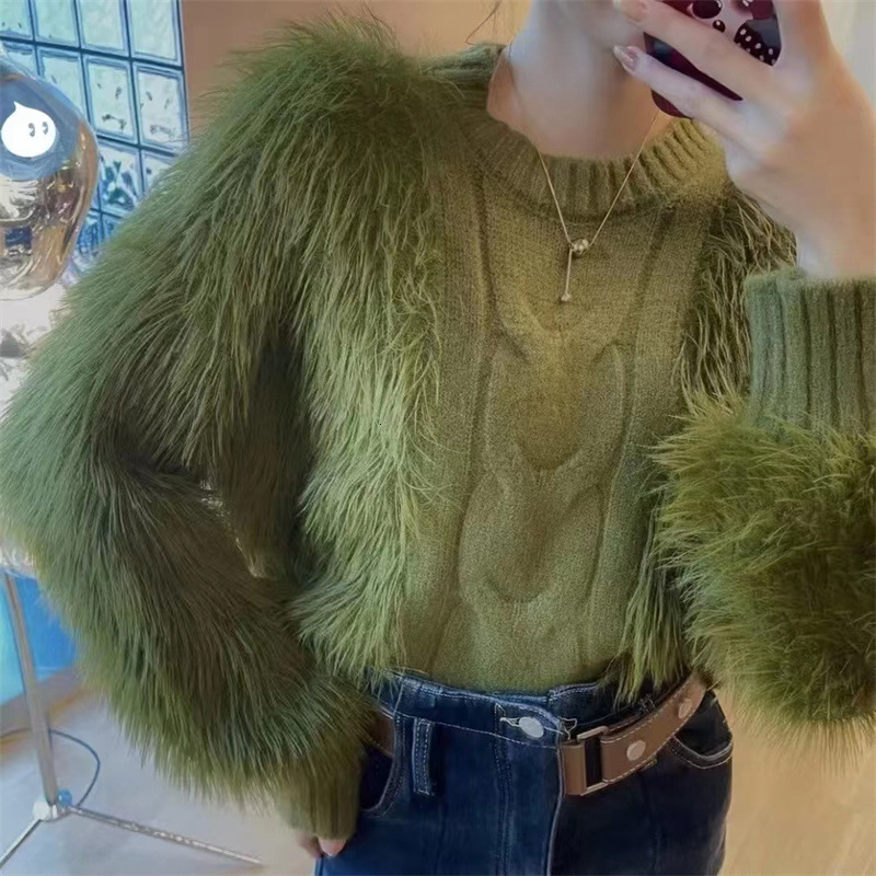 Autumn And Winter New Pullover Sweater Women S Korean Fashion Versatile Casual Round Neck Lazy Style Fried Dough Twists Slim Knit Shirt Women F1105#46