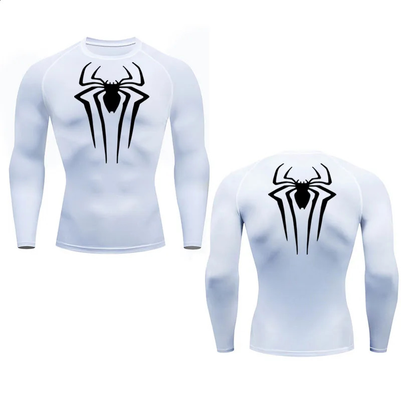 White T Shirt Men Long Sleeve Compression Tacksuit Rashgarda MMA Fitness Top Winter Thermal Second Skin Track Suit Tee 241105