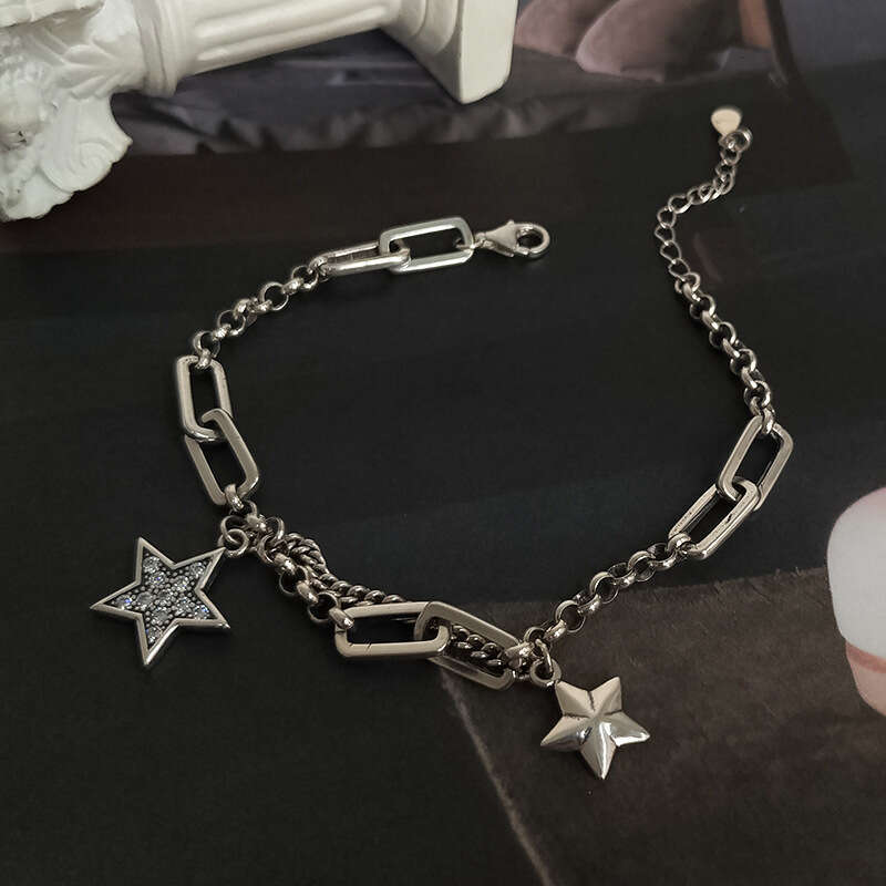 Sterg Sier Charm Bracelet &Bangle for Women Couples Vintage Simple Stars Zircon Bracelets Party Jewelry Gift