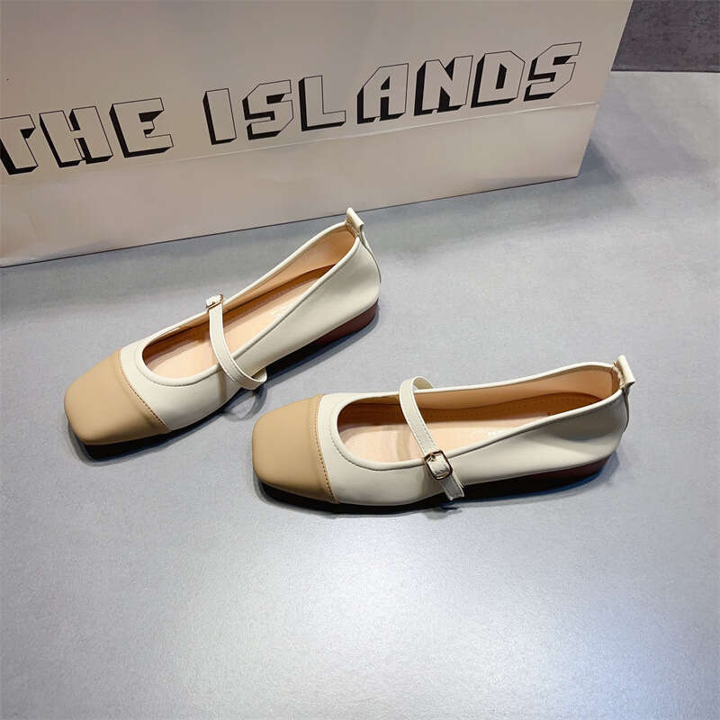 Xiaoxiang Coarse Single Order For Women With A Low Heel Mary Jane Shoes, Color Blocked Square Toe French Gentle Style Evening Shoes