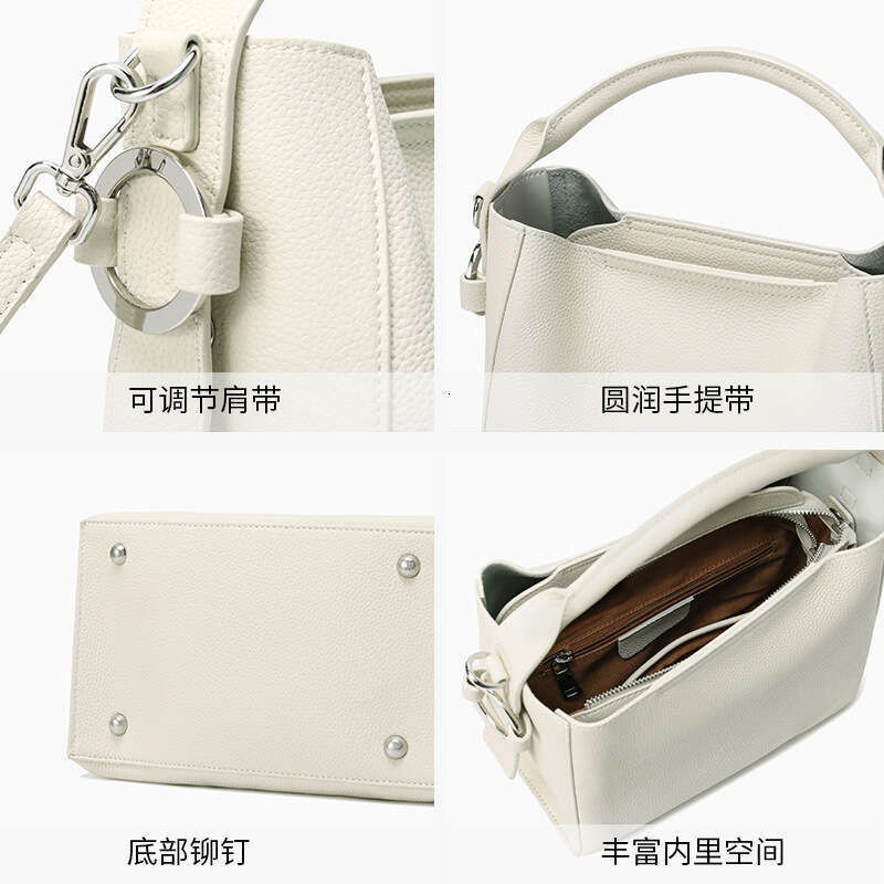 2025 New Women's High Quality Shoulder Handbag Real Cow Leather, Versatile Simple and Fashionable Crossbody Bucket Bag for Girls