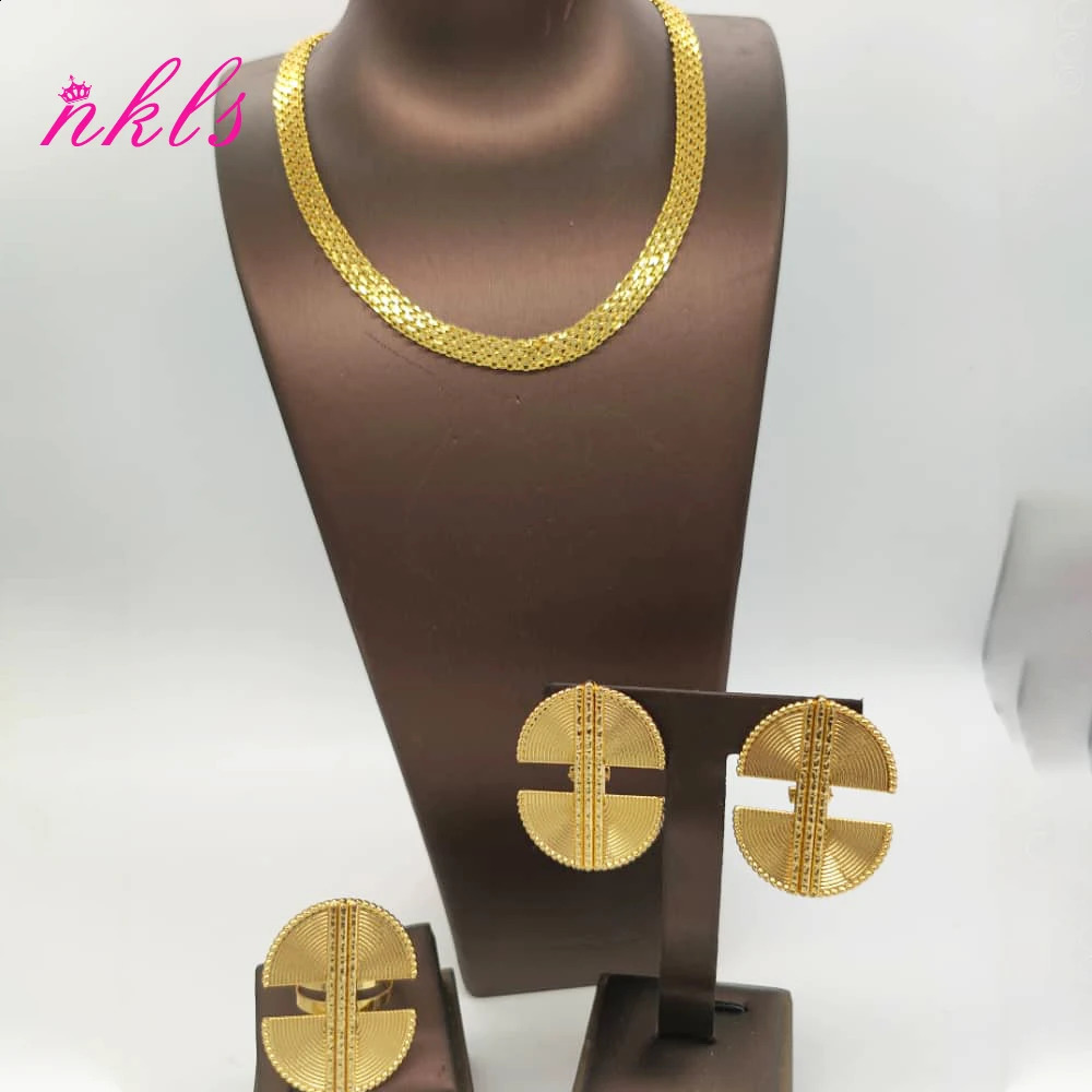Jewelry Sets For Women Gold Color Chain Earrings Ring Ethiopian The Latest African Nigeria Jewelry Party 241105