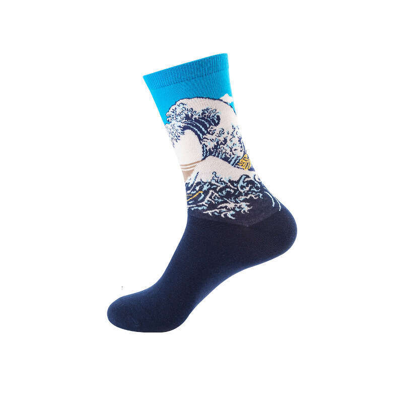 shanshi men socks Oil painting spring and summer adult fashion men's ins wind mid tube socks children's cotton socks