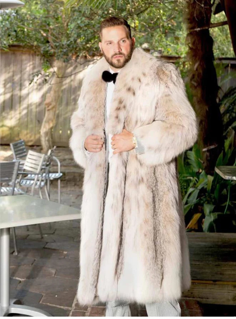 mens fur coat winter chic long and thick warm and soft artificial fur coat mens high-quality multi-color fluffy fur coat 241104