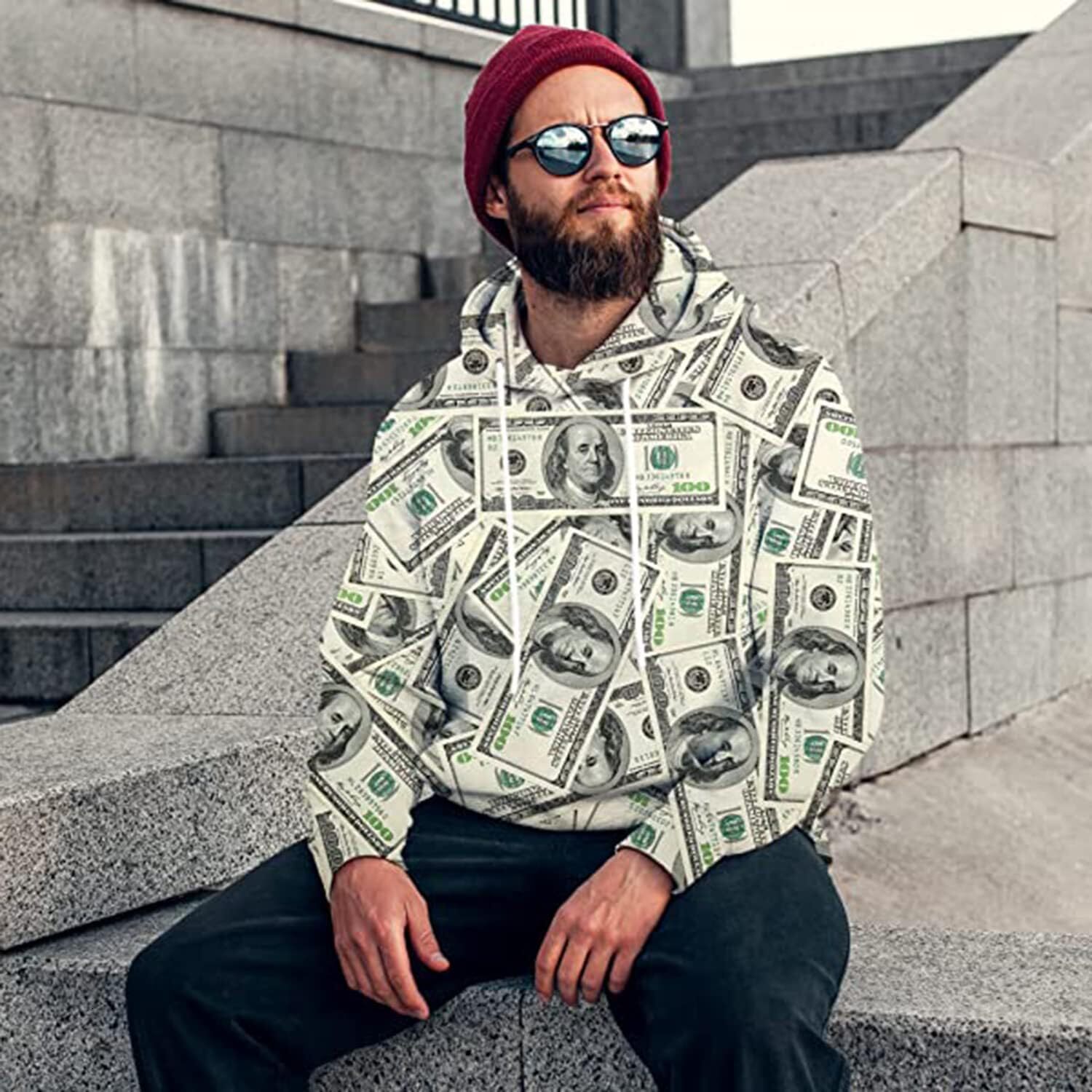 Hoodie for Mens Womens Money Hoodie Funny Sweatshirts for Men Hoodies Dollar Pullover 3D Clothing Graphic Hoodies sweatshirt handsome