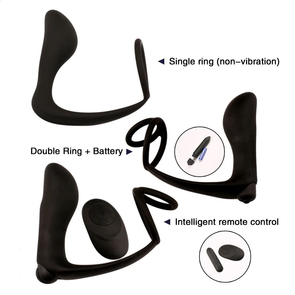 Male Prostate Massager Vibrator Silicone Penis Ring Delayed Ejaculation Butt Plug Anal Masturbator Sex Toys for Man Gay Couple 241105