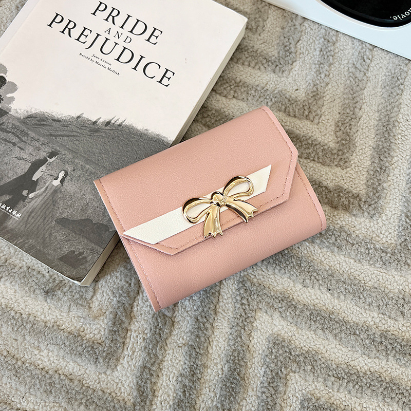 Butterfly Bow Short Three Fold Magnetic Buckle Designer Women's Wallet Mini Cheap Small Bag