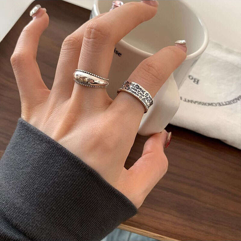 Fashion Jewelry New Hot Graffiti Letter Punk Ring for Women Girl Gift Retro Versatile Design Jewelry Dropshipping
