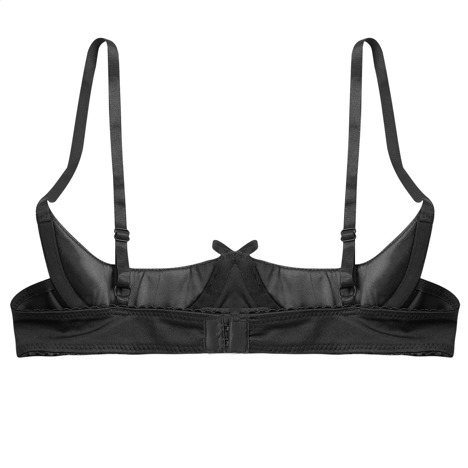 Womens Sexy Open Cup Bras Satin Lingerie Exposed Nipples Chest Brace Adjustable Straps Underwire Brassiere Underwear Nightwear 241105