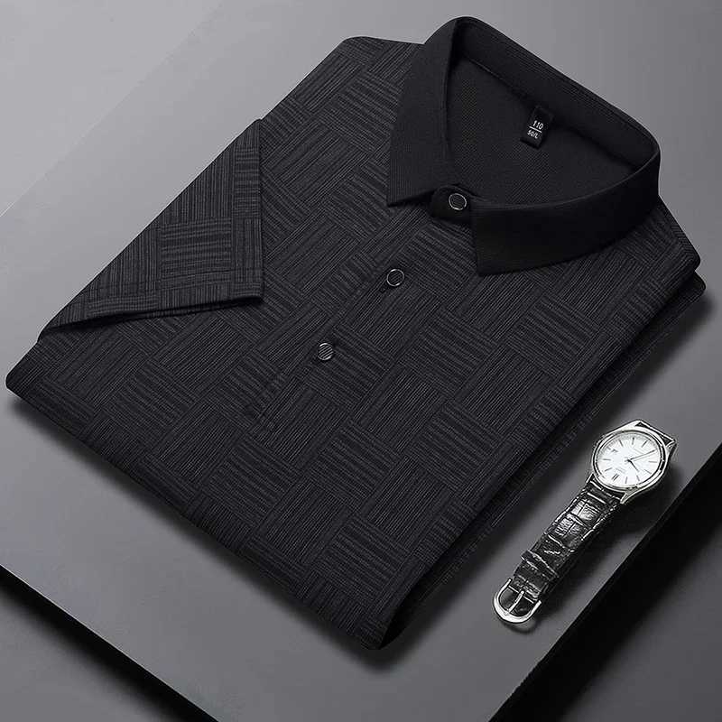 2024 mens new printed cotton business casual short sleeved shirt fashionable short sleeved comfortable breathable top W241104