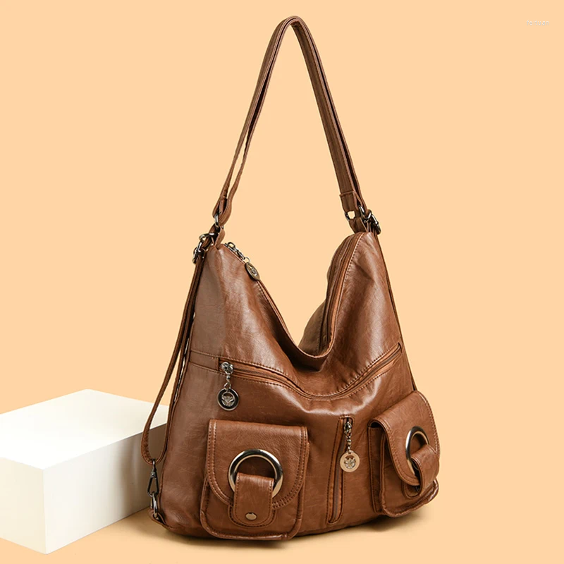 Shoulder Bags High Quality Leather Multi Functional Bag Retro Fashion Women's Backpack Waterproof And Wear Resistant Square Sac