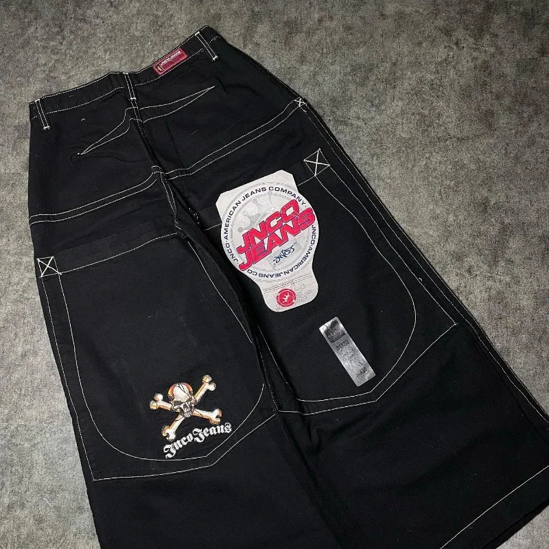 Vintage Embroidered baggy jeans women JNCO Y2K clothing high quality Hip Hop jeans Harajuku streetwear Goth high waisted jeans 240319