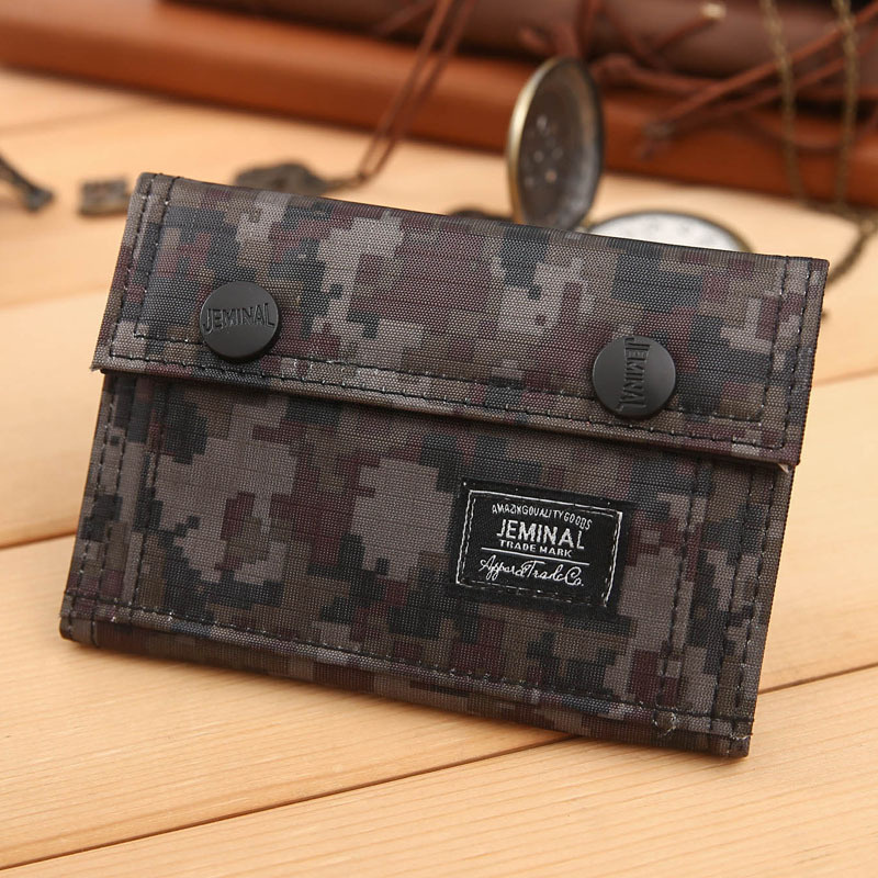 Student Casual Camouflage Designer Canvas Bag For Women Korean Style Short Wallet For Men, Trendy Style