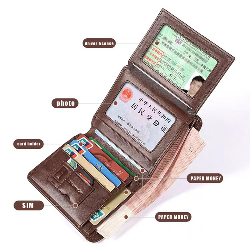 Men's Designer Wallet With Shielded Genuine Leather And 30% Off Business Short Wallet With ID Card Window And Credit Card Holder