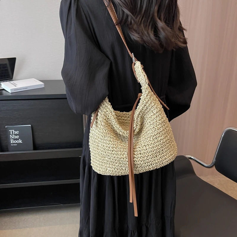 Straw Crossbody Bags Casual Zipper Solid Womens Bag Fashion Summer Womens Bag Bolsa De Ombro Feminina 241105