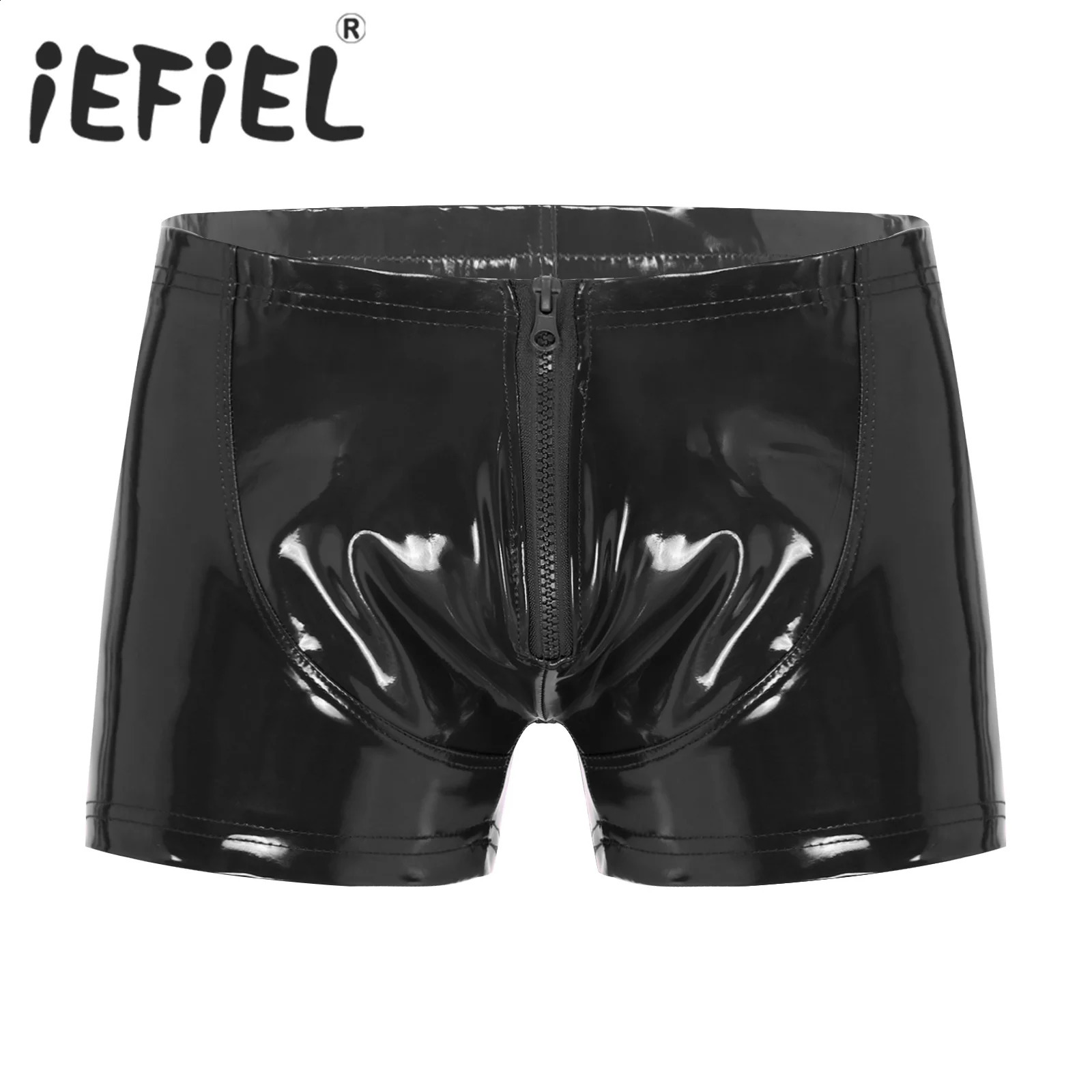 Mens Boxer Briefs Wet Look Patent Leather Pants Underwear Underpants Shorts Nightclub Party Bar Stage Performance Costume 241105