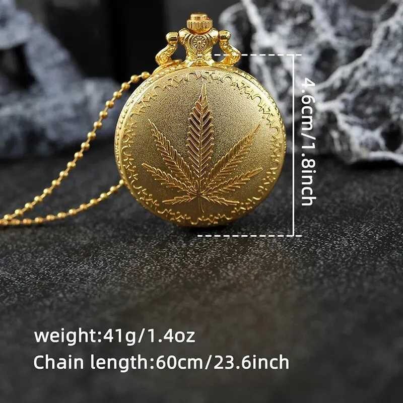 Best Gifts Quartz Pocket Watch Design Maple Leaf Necklace Pendant Pocket Watch Clock for Mens WomensX241104