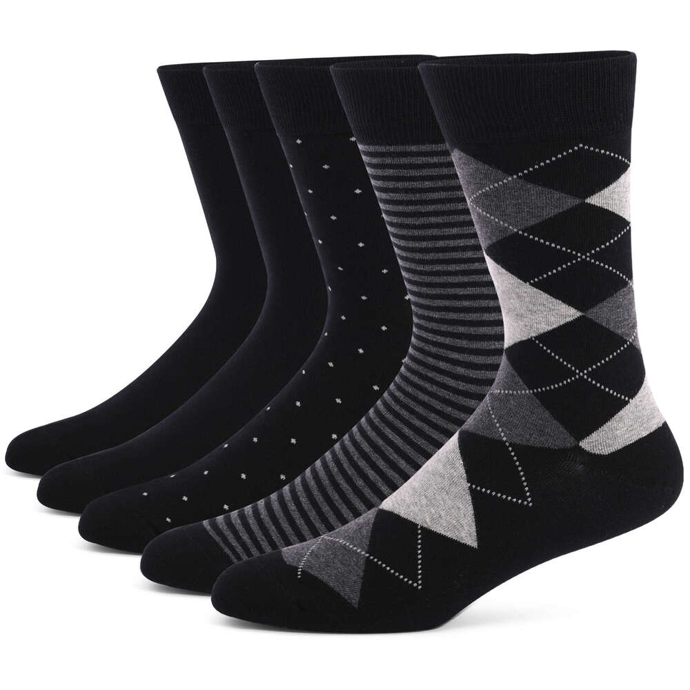 shanshi men socks Men's Long Stocking Large Diamond Grid Stripe Solid Color Business Autumn/Winter Thick Edition