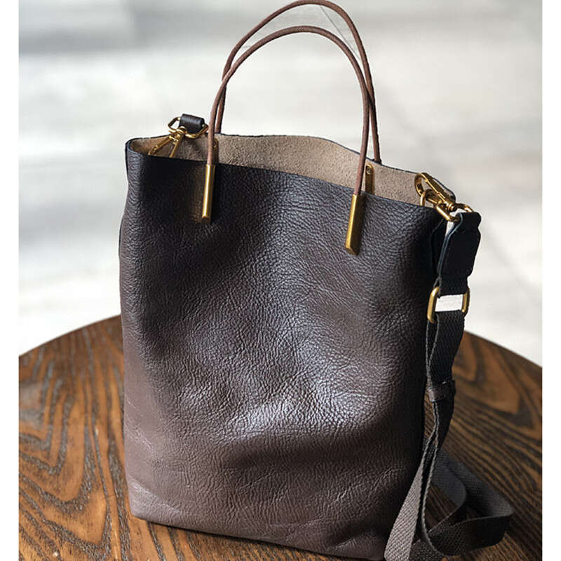 Women's Genuine Leather Bucket - Soft Cowhide Retro Handbag, Versatile Designer Shoulder Bag 4 f2132