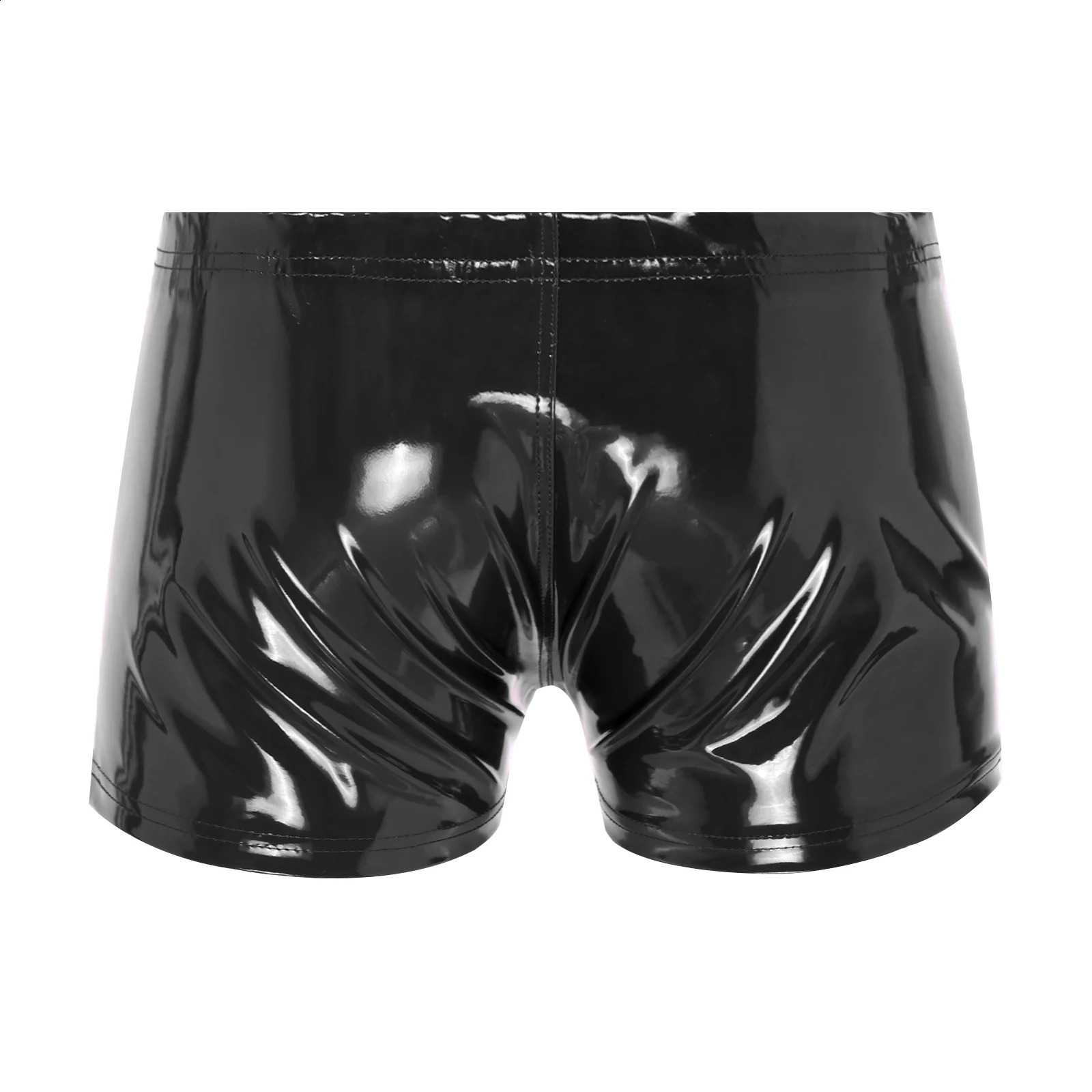 Mens Boxer Briefs Wet Look Patent Leather Pants Underwear Underpants Shorts Nightclub Party Bar Stage Performance Costume 241105