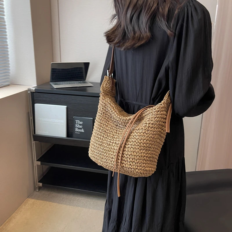 Straw Crossbody Bags Casual Zipper Solid Womens Bag Fashion Summer Womens Bag Bolsa De Ombro Feminina 241105