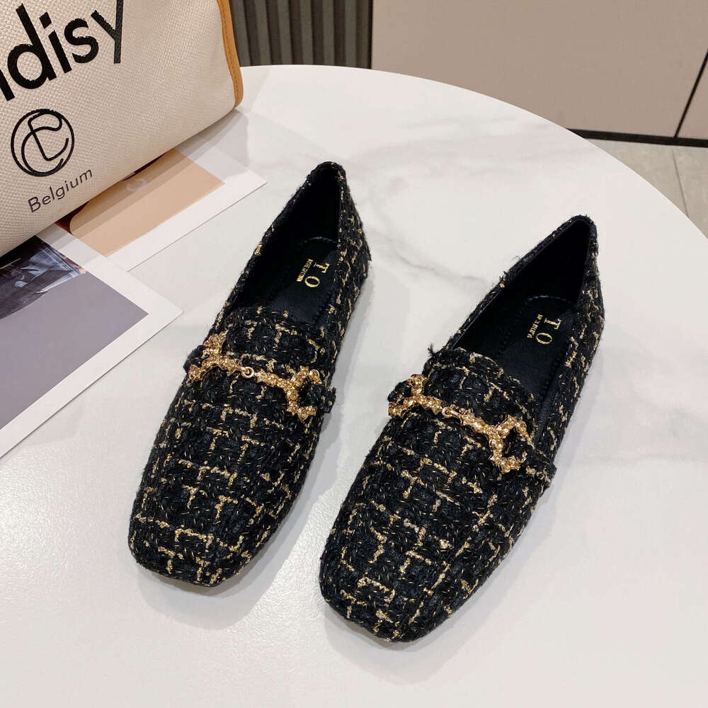 2023 Spring New Korean Edition Xiaoxiang Square Head Flat Heel Women's Singles, Casual Outerwear, Sneakers, Lazy Shoes For Women