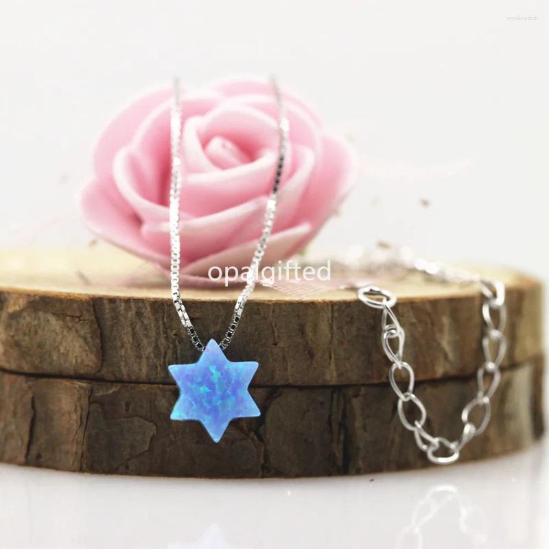 Pendants (1pc/lot)925 Sterling Silver White/Blue Fire Opal David Star Necklaces Stars For Women Wedding Jewelry Birthday Gifts