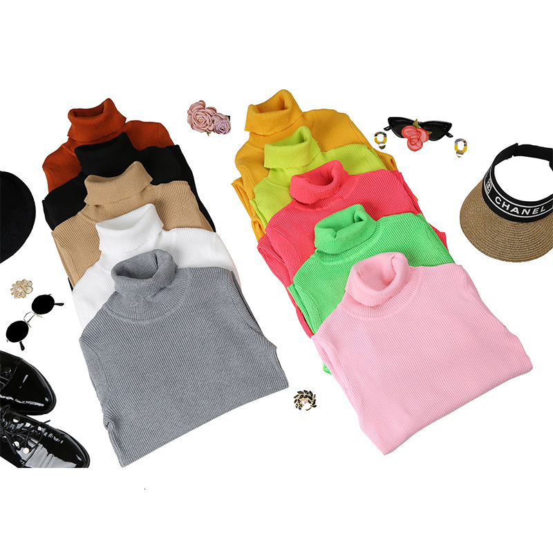 Solid Color Base Autumn New Knit High Neck Harajuku Streetwear Knitwear Autumn Warm Clothing