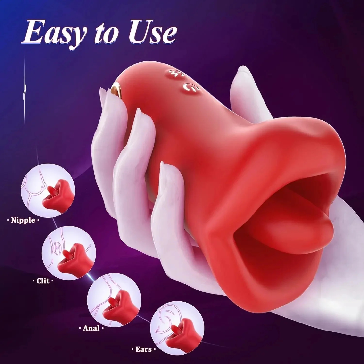 SUNFOO OfficialWebsite 10 Modes Tongue Licking Vibrator Big Mouth GSpot Nipple Massager Clitoral Stimulator Sex Toys For Women 241105
